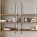 Nordic Bookshelf Storage Rack Iron Metal Bookshelf Wall-mounted Bookshelf Books Books Solid Wood Shelf Board 3d model
