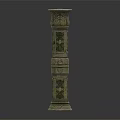 Ancient Ornate Stone Column With Carved Floral Patterns And Layered Design 3d model