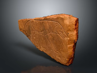Ancient Carved Animal Figure On Brown Stone Artifact With Intricate Engravings 3d model