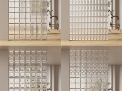 Modern Glass Room Dividers With Grid Patterns For Interior Space Design 3d model