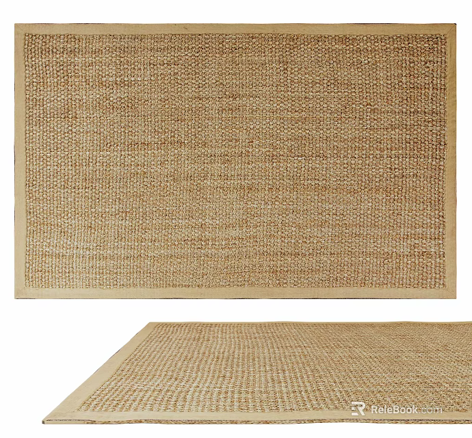 Natural Jute Square Area Rug With Textured Design For Living Room Decor 3d model 