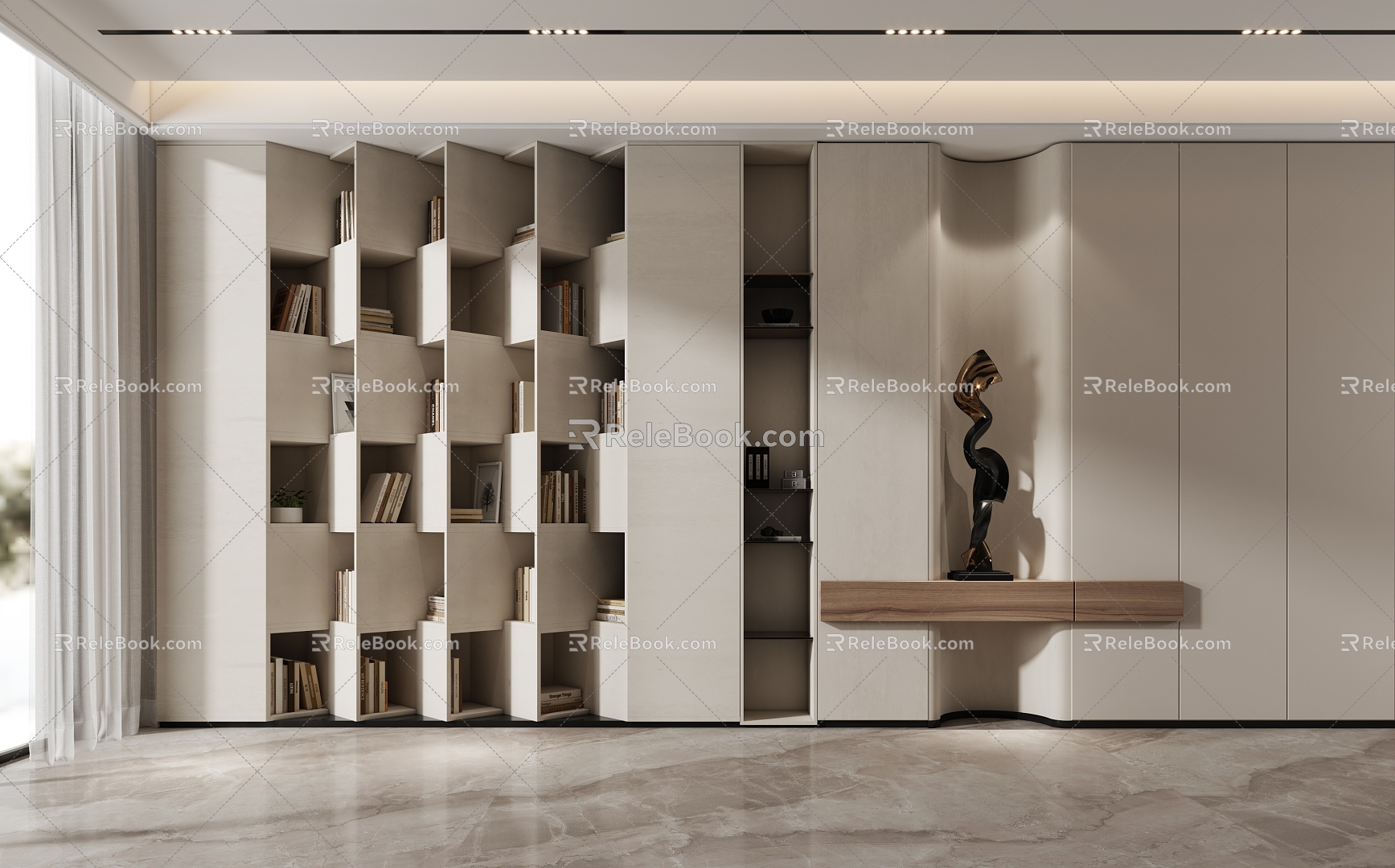 Quiet decorative cabinet bookcase 3d model