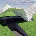 Modern Unique Design Canopy Covering Sunken Area With Green Grass And Blue Sky