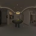 Contemporary Accent Chair In Stylish Living Space With Lit Bookshelf Floor Lamp And Beige Sofa