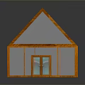 Orange Frame Glass House Structure With Transparent Roof And Glass Walls