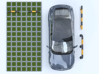Eco Friendly Parking Lot Design With Green Grass Pavers And Parked Car 3d model
