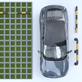 Eco Friendly Parking Lot Design With Green Grass Pavers And Parked Car