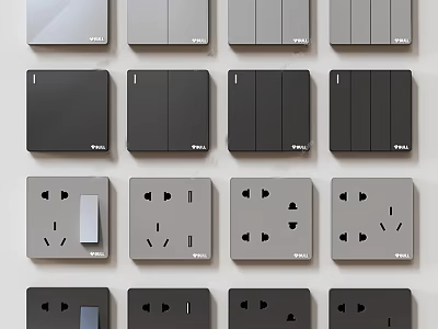 Modern Switch Panels And Sockets With Various Designs 3d model