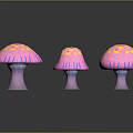 Colorful Mushroom Shaped Decorative Ornament Set With Polka Dot Patterns For Home Decor