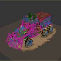 Military Vehicle Featuring Large Tires Front Scoop Top Equipment and Rugged Armored Design