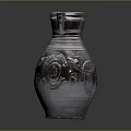 Handcrafted Clay Jug With Intricate Sculpture Carving And Leaf Pattern Details