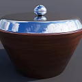 Elegant Wooden Kitchen Storage Jar With Silver Reflective Lid And Round Knob Top