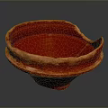 Red Hand Carved Ceramic Bowl Sculpture With Textured Surface And Vibrant Red Color