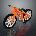 Orange Pixel Art BMX Bike With Black And White Wheels And Frame