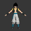 Anime Character Black Hair Yellow Blue Outfit White Baggy Pants Blue Shoes Standing