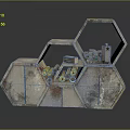 Industrial Style Hexagonal Modular Furniture With Rustic Textured Surface And Storage Compartments