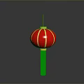 Red Decorative Chinese Lantern With Striped Pattern And Hanging Tassel For Home Decoration