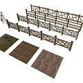 Decorative Wooden Garden Fence With Cross Design And Various Floor Mats