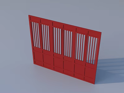Durable Red Traffic Road Barrier With Vertical Slats For Road Safety 3d model