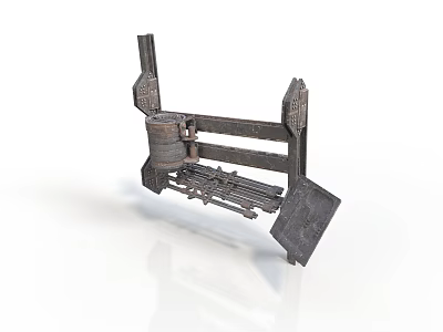Traditional Iron Equipment With Rustic Metal Frame And Supporting Components 3d model