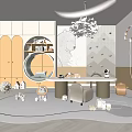 Playful Kids Room Interior With Round Hanging Chair Toys And Cloud Lighting