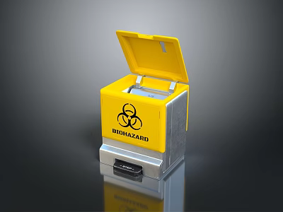 Public Facility Biological Hazard Waste Bin With Yellow Open Lid Design 3d model