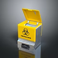 Public Facility Biological Hazard Waste Bin With Yellow Open Lid Design