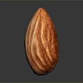 Close Up View Of Fresh Whole Almond With Natural Brown Striped Skin On Dark Background
