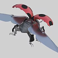 Ladybug Shaped Industrial Equipment With Red Black Spots Mechanical Wings Legs And Blades