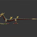 Red Gold Green Mythical 3D Dragon Figure With Sharp Claws Curved Horns And Long Tail