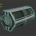 Industrial Metallic Cylinder Structure With Frames And Circular Parts On Dark Surface
