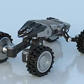 Futuristic Multi Wheeled Utility Vehicle With Large Tires And Mechanical Structure