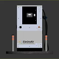 Electronix Electric Vehicle Charging Station With White Black Casing And Orange Bollards On Circular Base