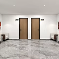 Spacious Modern Office Corridor With Marble Floor Glass Partitions Plants And Lounge Area