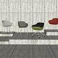 Modern Dining Chairs With Sleek Design And Various Colors Displayed On Interior Platforms 3d model