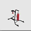 Black Boxing Stand With Red Punching Bag And Red Speed Bag For Home Gym Training