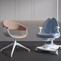 Cute Kids Chair Designs with Brown Fabric and Blue Split Backrest Armrests on Wheels