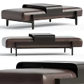 Modern Brown Leather Stool With Black Metal Frame And Minimalist Contemporary Design