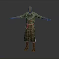 3D Model Game and Movie Character Wearing Long Sleeved Shirt Apron Boots with Arms Outstretched