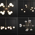 Various Modern Chandeliers Featuring Sphere Bulbs and Metal Frame Decorative Designs