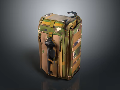 Camouflage Hard Shell Suitcase with Telescopic Handle and Rolling Wheels for Travel 3d model