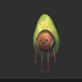 Cute Anthropomorphic Avocado Cartoon Character With Smiling Face And Long Legs