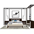 Modern Bedroom Interior Design With Background Double Bed Nightstands And Wall Art 3d model