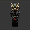 Dragon Shaped Ring With Blue Gold Accents And Red Gemstone Detail