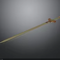 Long Blade Decorative Sword With Metallic Finish Green Orange Hilt