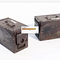 Pair of Vintage Metal Boxes With Rustic Handles Distressed Finish And Labels