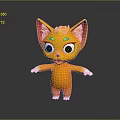 Cute Orange Cartoon Cat Character With Big Eyes And Open Arms