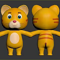 Cute Yellow Cat Dolls With Orange Stripes Front And Back Views 3d model