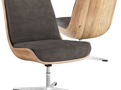 Modern Accent Chair With Wooden Frame Gray Upholstery And Swivel Base 3d model