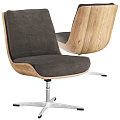 Modern Accent Chair With Wooden Frame Gray Upholstery And Swivel Base